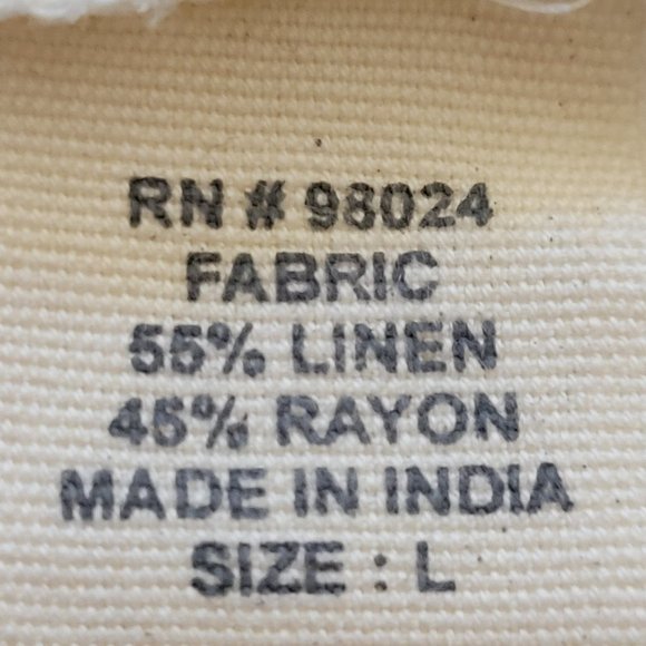 🌟  NWT JENNIFER & GRACE Linen Blouse Size L Ivory Summer Ruffles - Picture 8 of 8